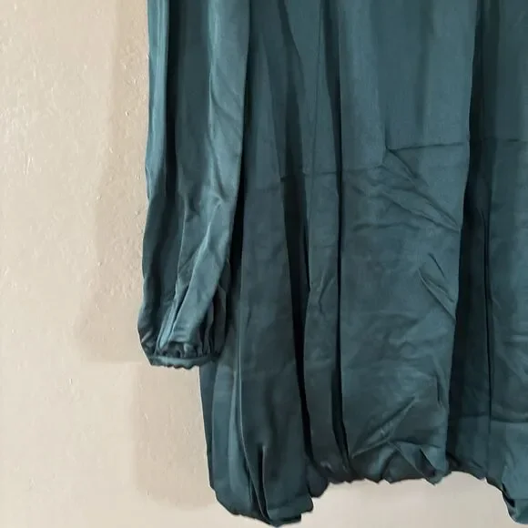 Rochas Paris Dress Womens Size 38 Green Long Sleeve Balloon Made in Italy  NEW